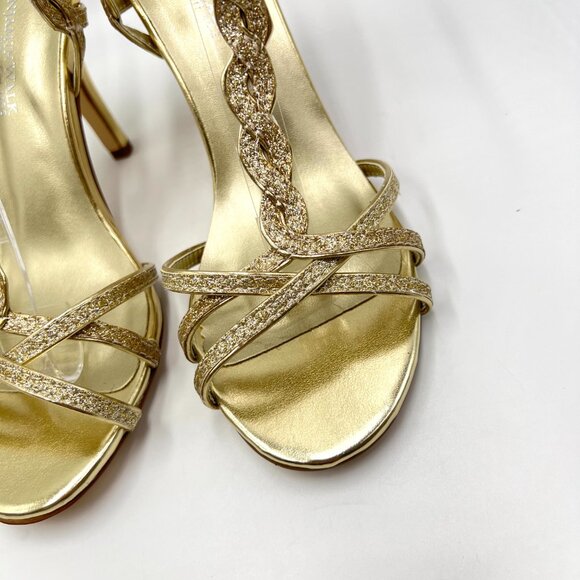 Touch‎ Ups Womens Size 6.5 Fran Gold Strappy Dress Sandals Heels Shoes - Picture 4 of 13